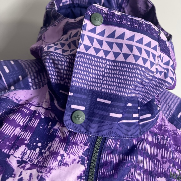 the north face purple pattern hooded ski coat winter jacket size medium - Picture 8 of 10